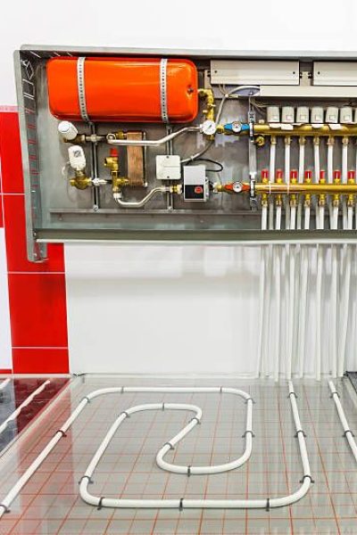 Set of heating floor system with collector